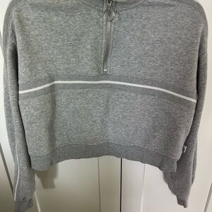 BDG Light Gray Fleece-Lined Half-Zip